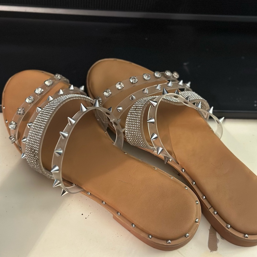 Nicole miller slide on studded  sandals